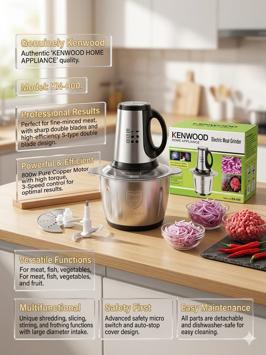 Multi-Function Food Processor 3-Lt and 5-Lt Capacity - Hand blender - Stainless steel bowl - Meat chopper - Grinder machine - Qeema machine
