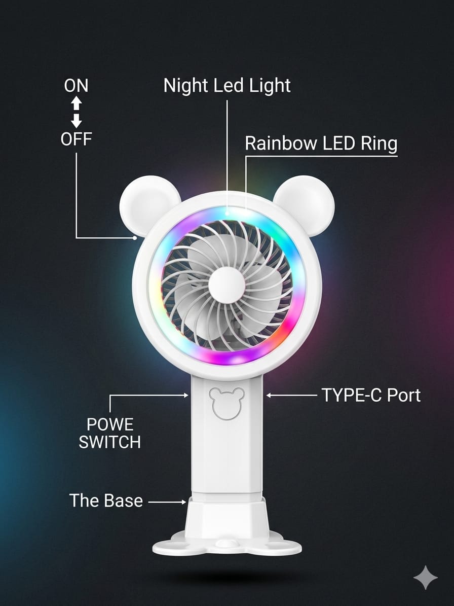 Rechargeable Led Portable Hand Fan